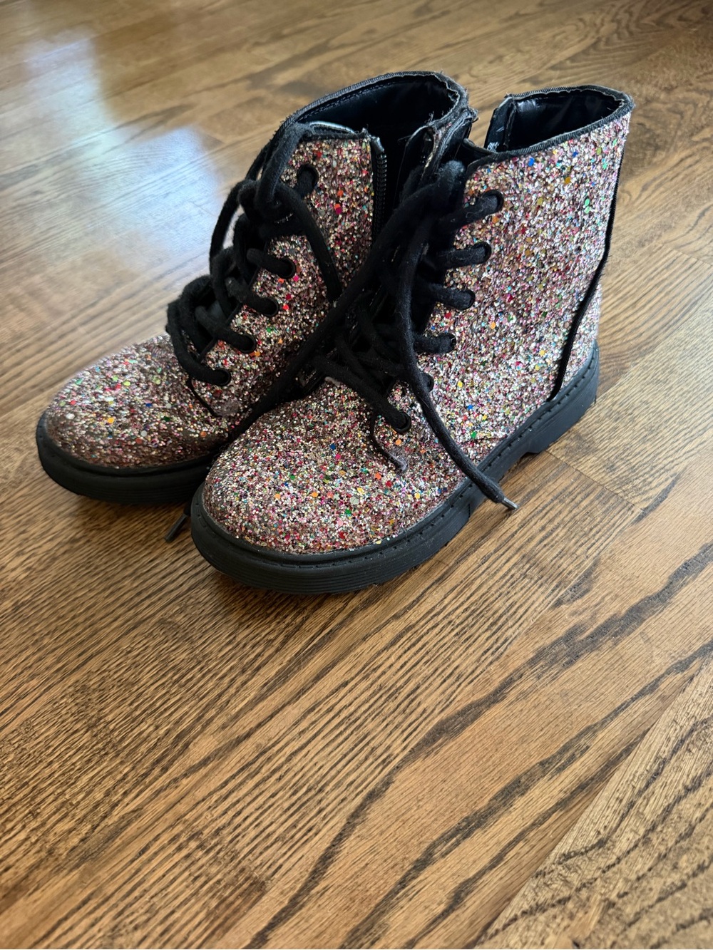 Girls' Glitter Lace-Up Boots in Multi-Color
